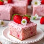 Strawberry Cake with Strawberry Cream Cheese Frosting and Fresh Strawberry Decoration Recipe