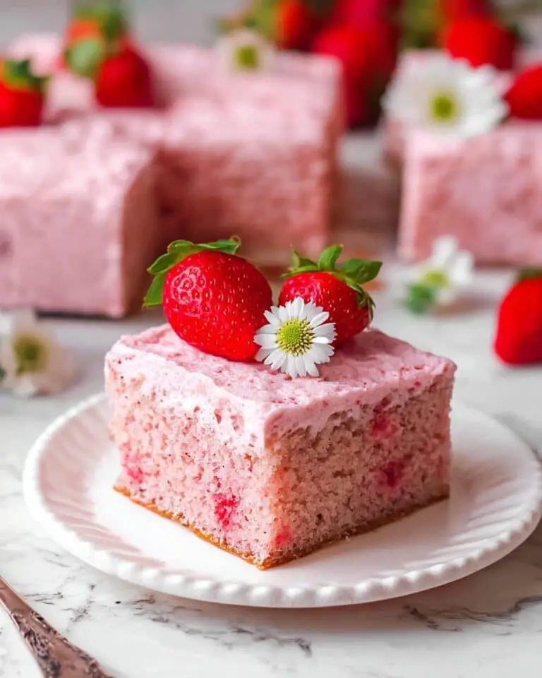 Strawberry Cake with Strawberry Cream Cheese Frosting and Fresh Strawberry Decoration Recipe