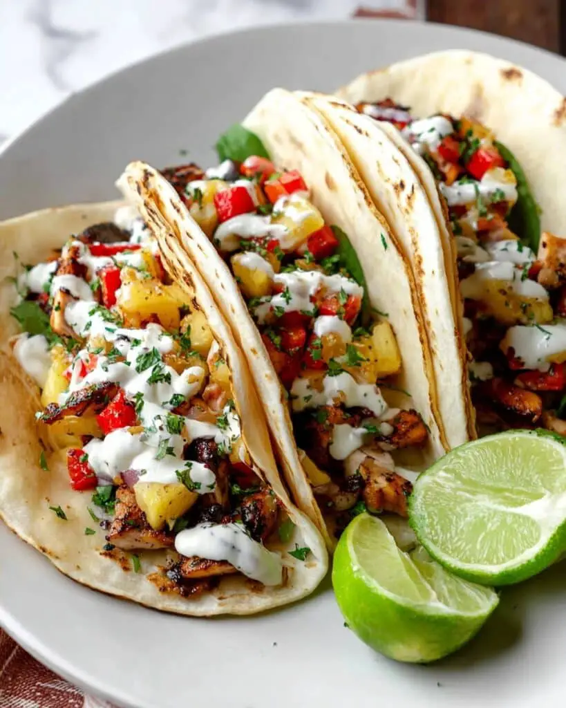 Teriyaki Chicken Tacos with Grilled Pineapple Salsa Recipe