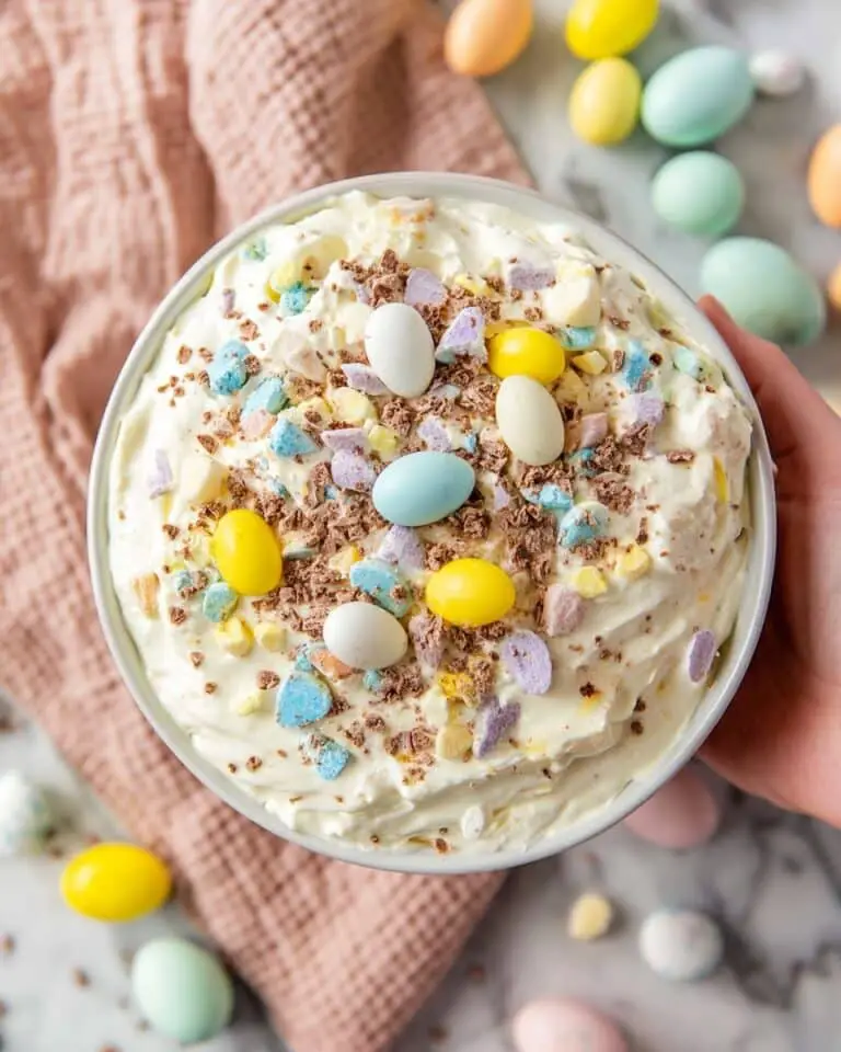 Cadbury Egg Dip with Mini Eggs and Vanilla Wafers Recipe
