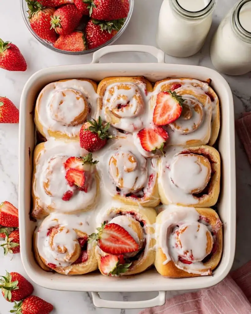 Strawberry Rolls with Lemon Cream Cheese Icing Recipe