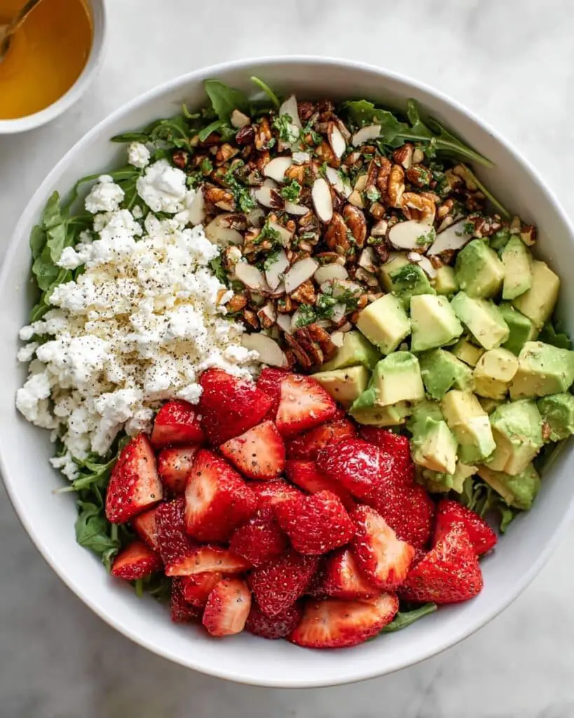 Strawberry Crunch Salad with Sugared Almonds and Champagne Vinaigrette Recipe