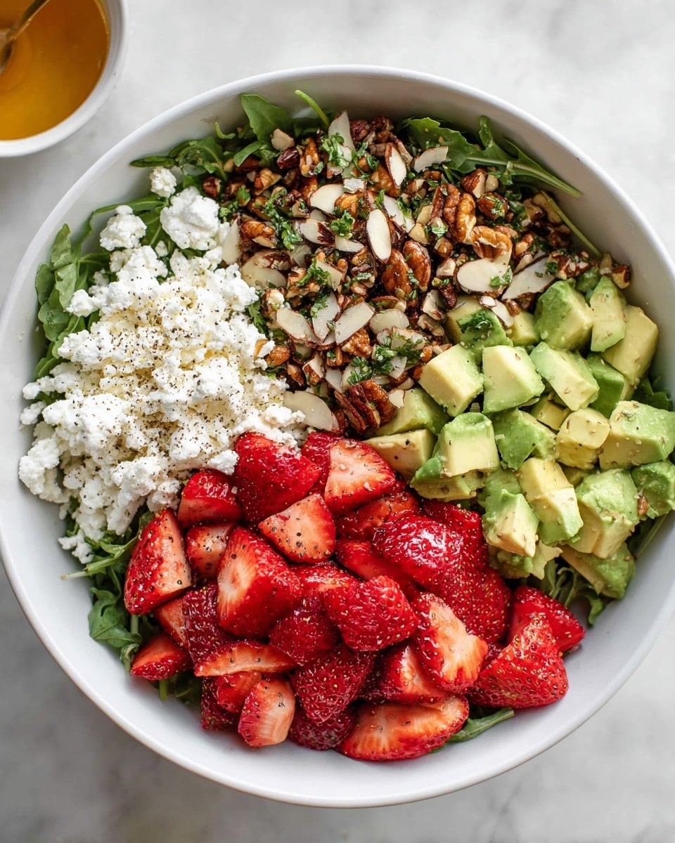 Strawberry Crunch Salad with Sugared Almonds and Champagne Vinaigrette Recipe
