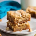 Thick and Chewy White Chocolate Peanut Butter Blondies Recipe