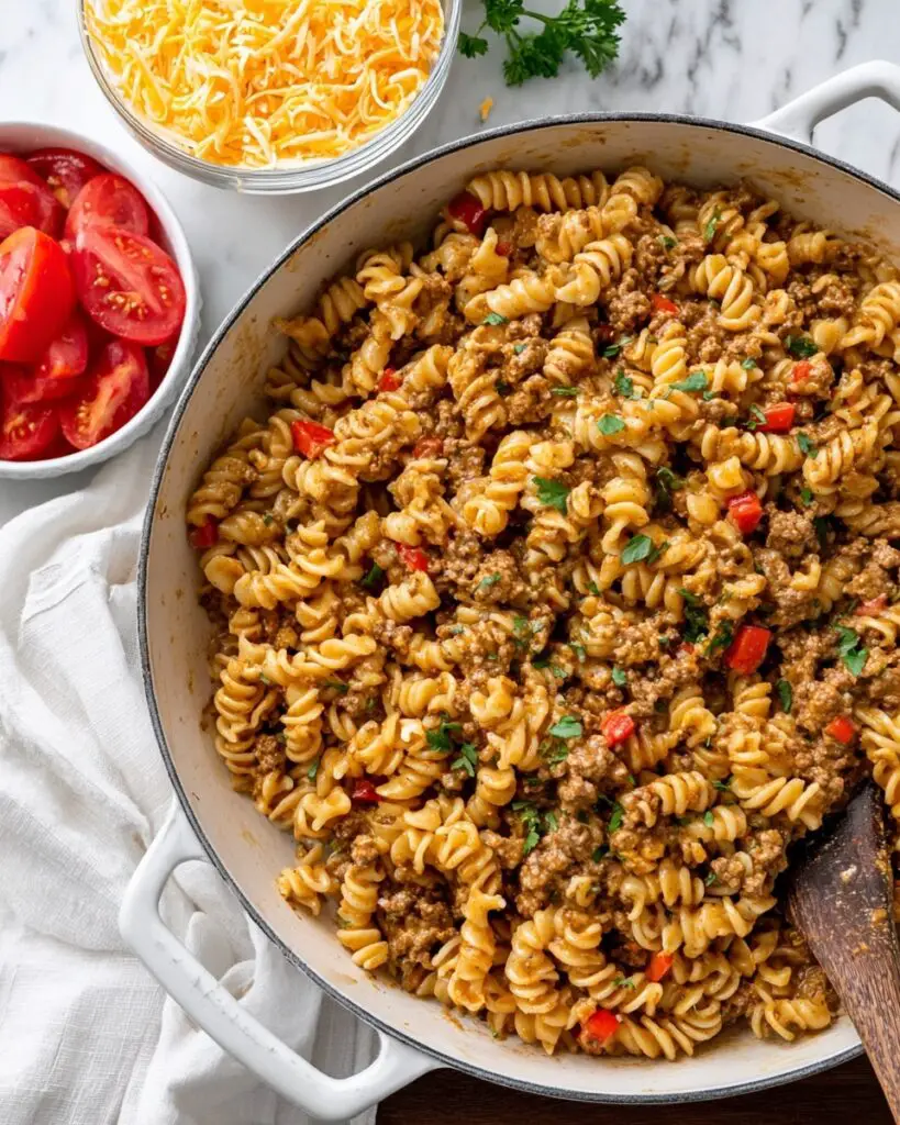 Creamy Ground Beef Taco Pasta Recipe