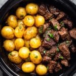 Slow Cooker Garlic Butter Beef Bites with Potatoes Recipe