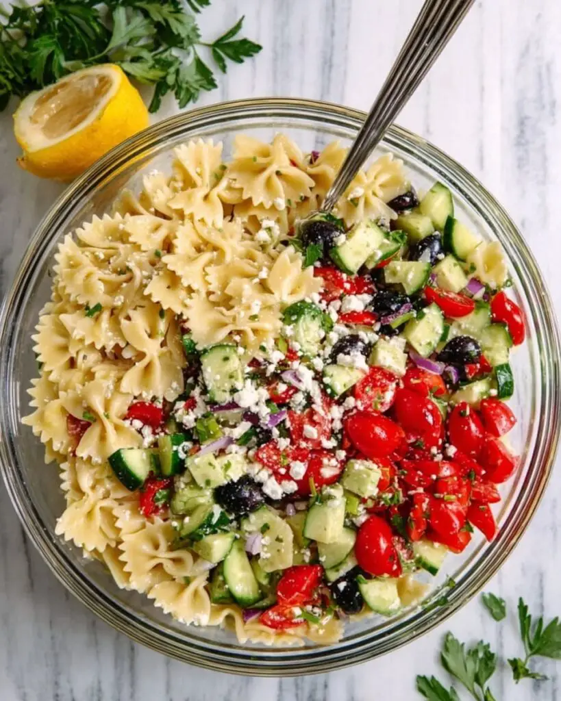 Bow Tie Pasta Salad with Cherry Tomatoes, Bocconcini, Spinach, and Pesto Recipe