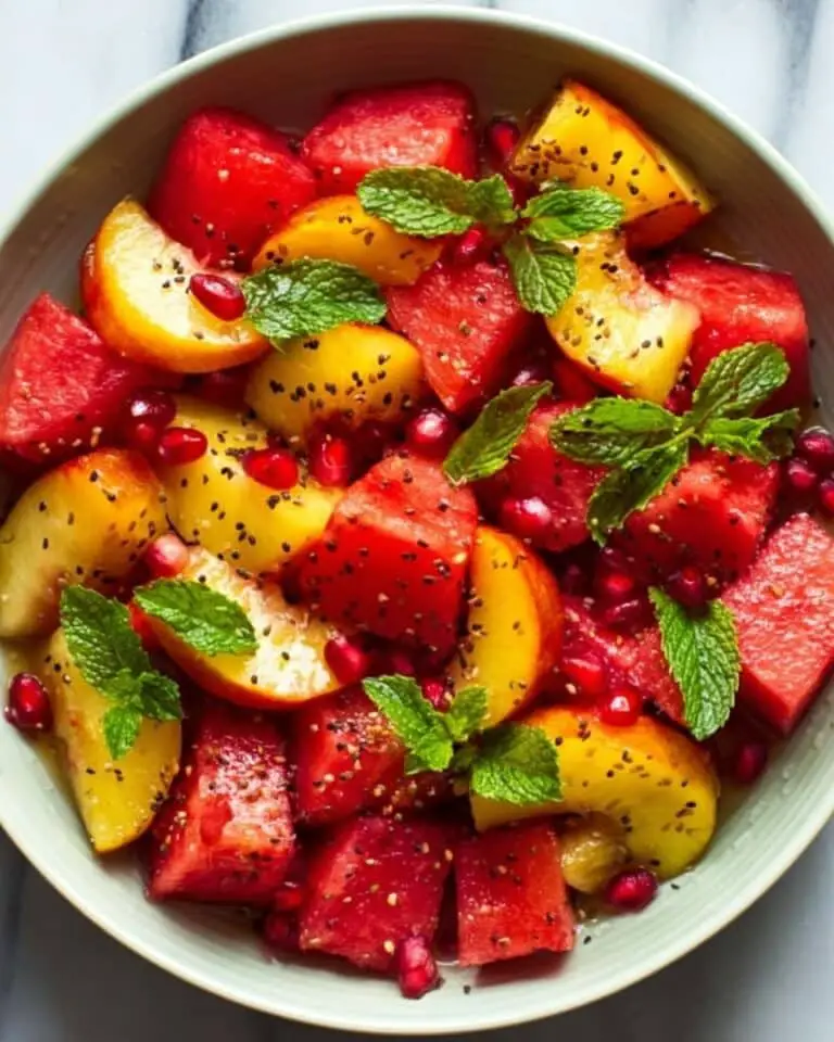 Easy Summer Peach Watermelon Salad Recipe