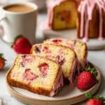 Sourdough Discard Strawberry Bread with Pink Strawberry Glaze Recipe