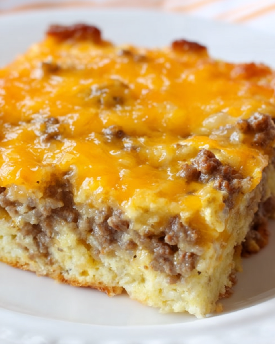 Creamy Breakfast Casserole with Crescents, Sausage, and Cheddar Recipe