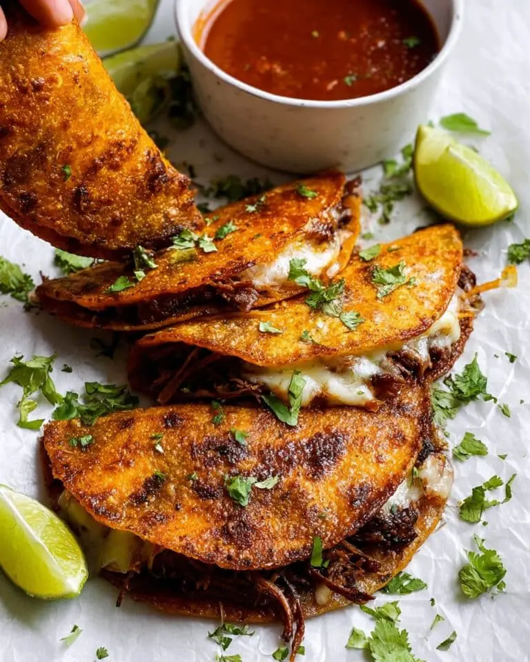 Crispy Cheese-Stuffed Birria Tacos with Rich Braised Beef and Dipping Consommé Recipe