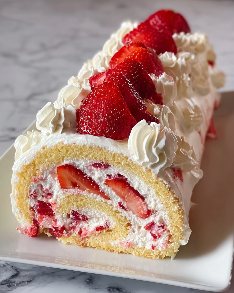 Strawberry Shortcake Cheesecake Dessert Roll Recipe
