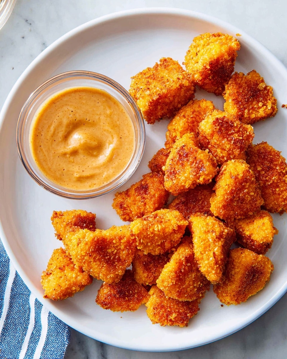 Close-up of several pieces of golden fried chicken pieces with a crunchy, textured coating, arranged closely together on a white plate, the background showing a smooth white marbled surface out of focus, highlighting the crispy and slightly rough texture with warm tones of orange and brown, photo taken with an iphone --ar 4:5 --v 7