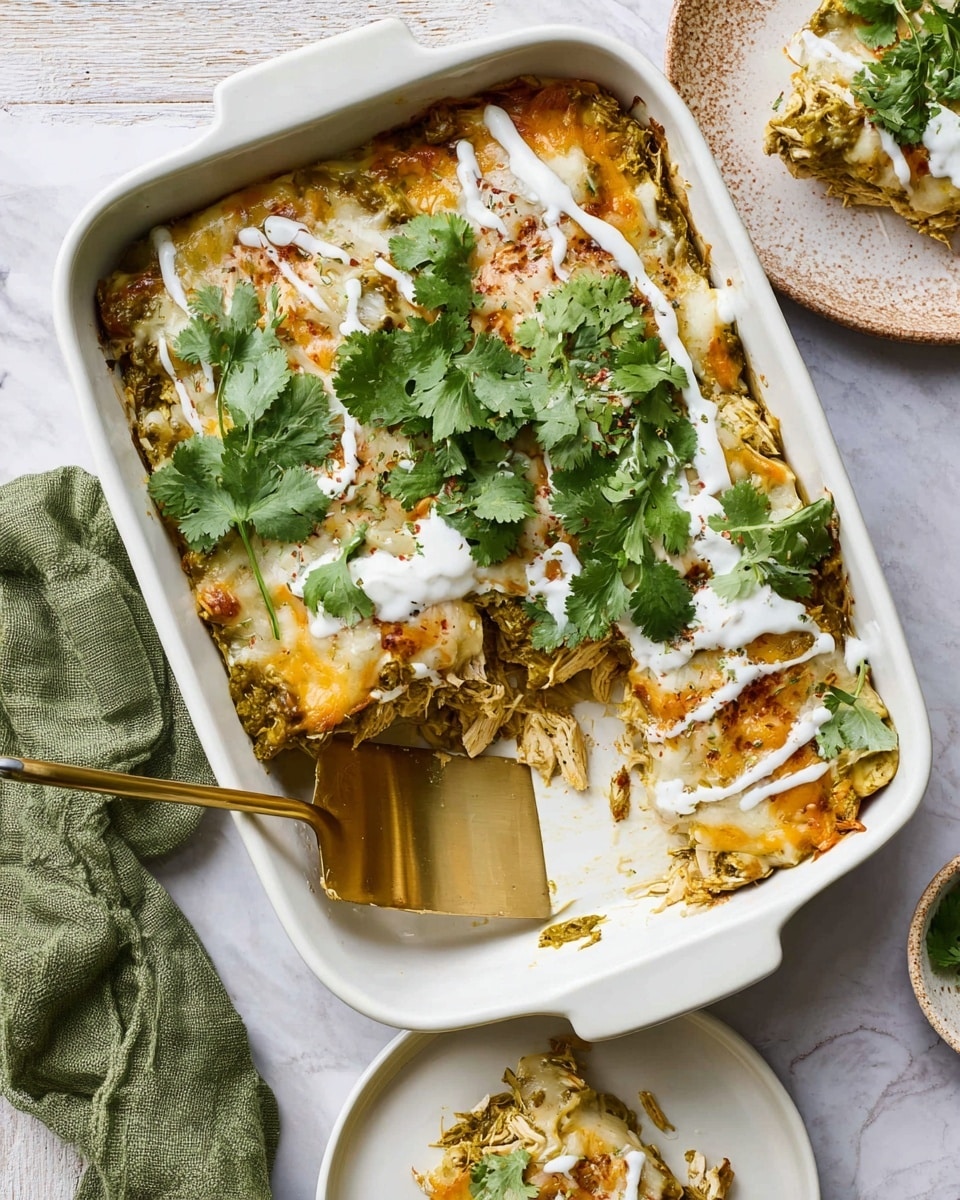 Green Chicken Enchiladas with Roasted Tomatillo Salsa and Melted Monterey Jack Recipe