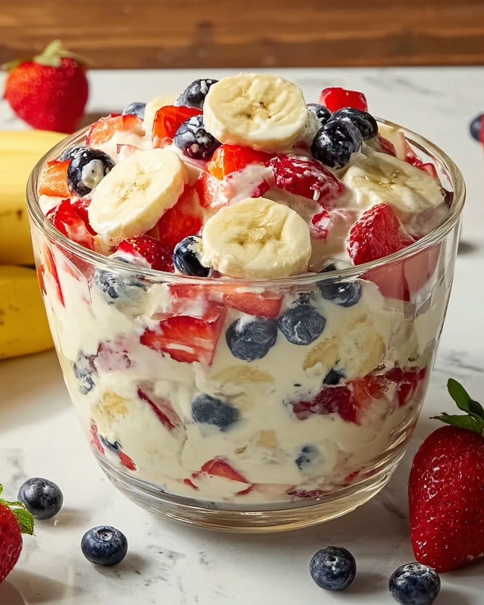 Red White and Blue Cheesecake Salad Recipe