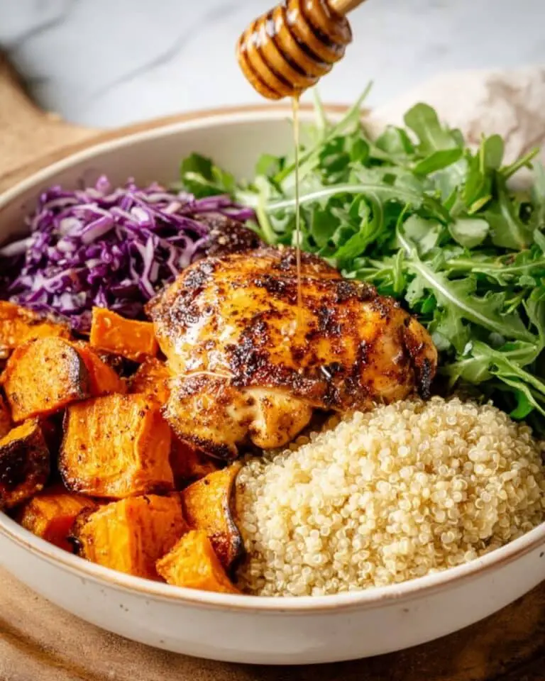 Sheet Pan Hot Honey Chicken and Veggies with Quinoa and Spicy Green Feta Sauce Recipe