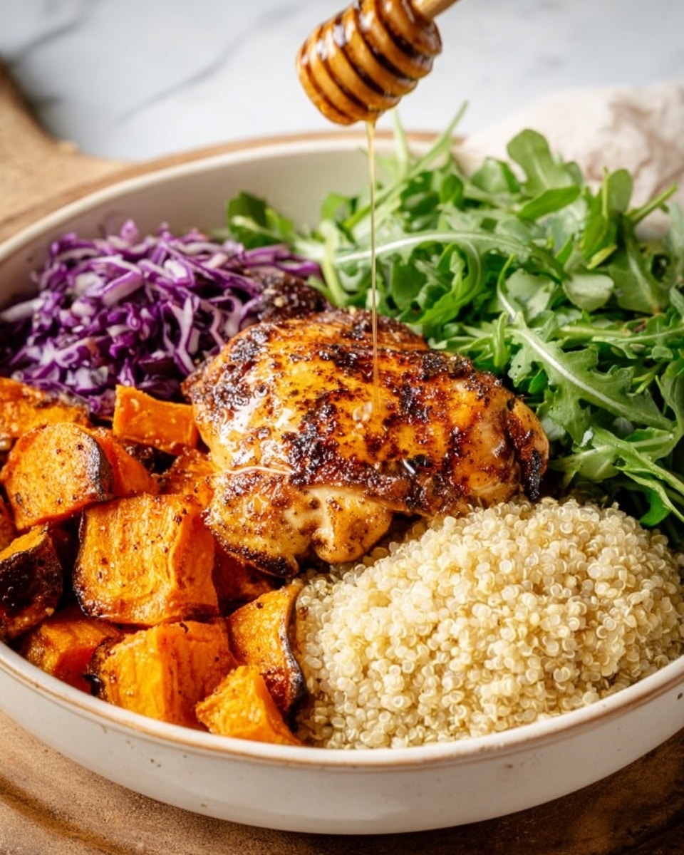 Sheet Pan Hot Honey Chicken and Veggies with Quinoa and Spicy Green Feta Sauce Recipe