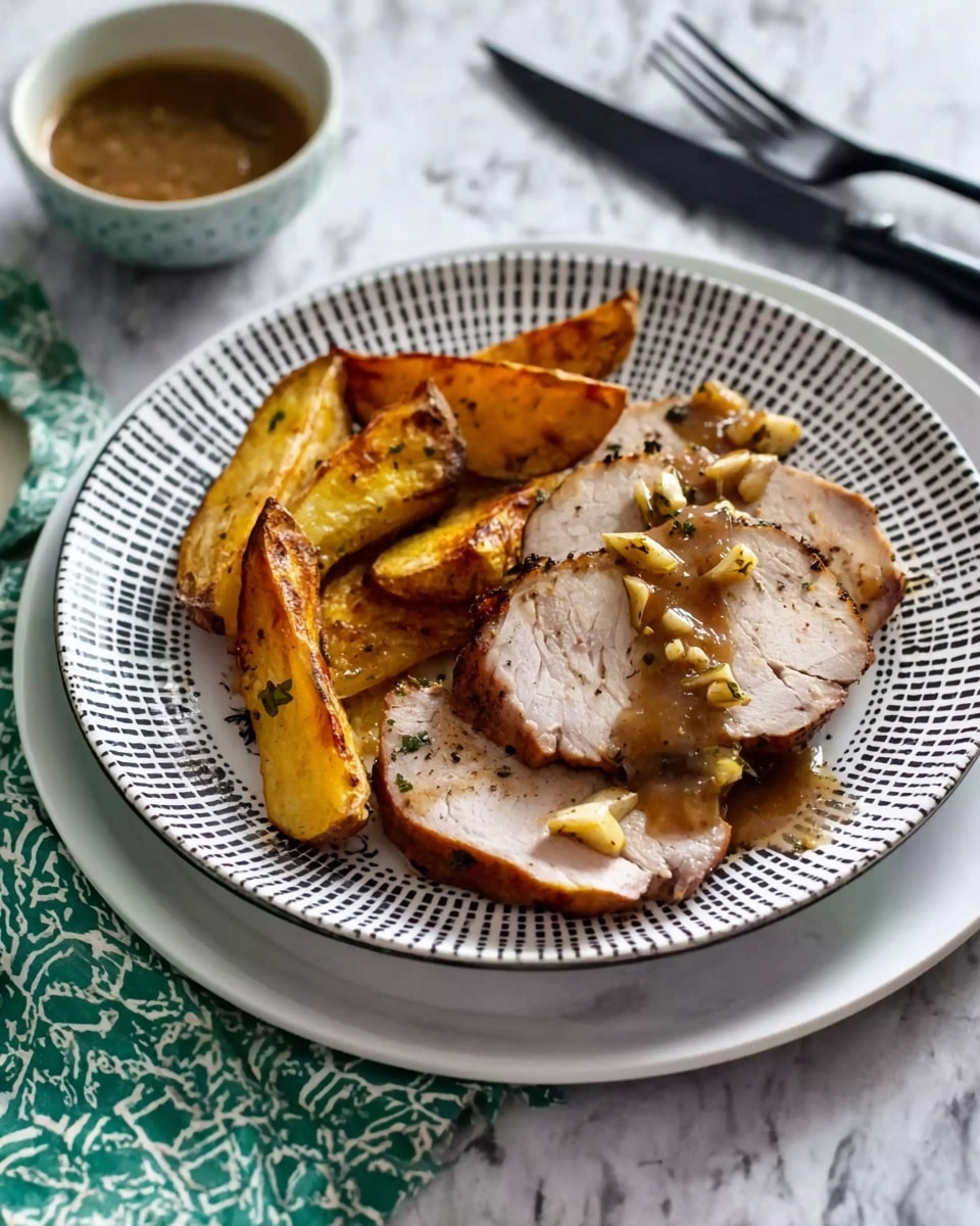 Turkey with Shallot-Mustard Sauce and Roasted Potatoes Recipe