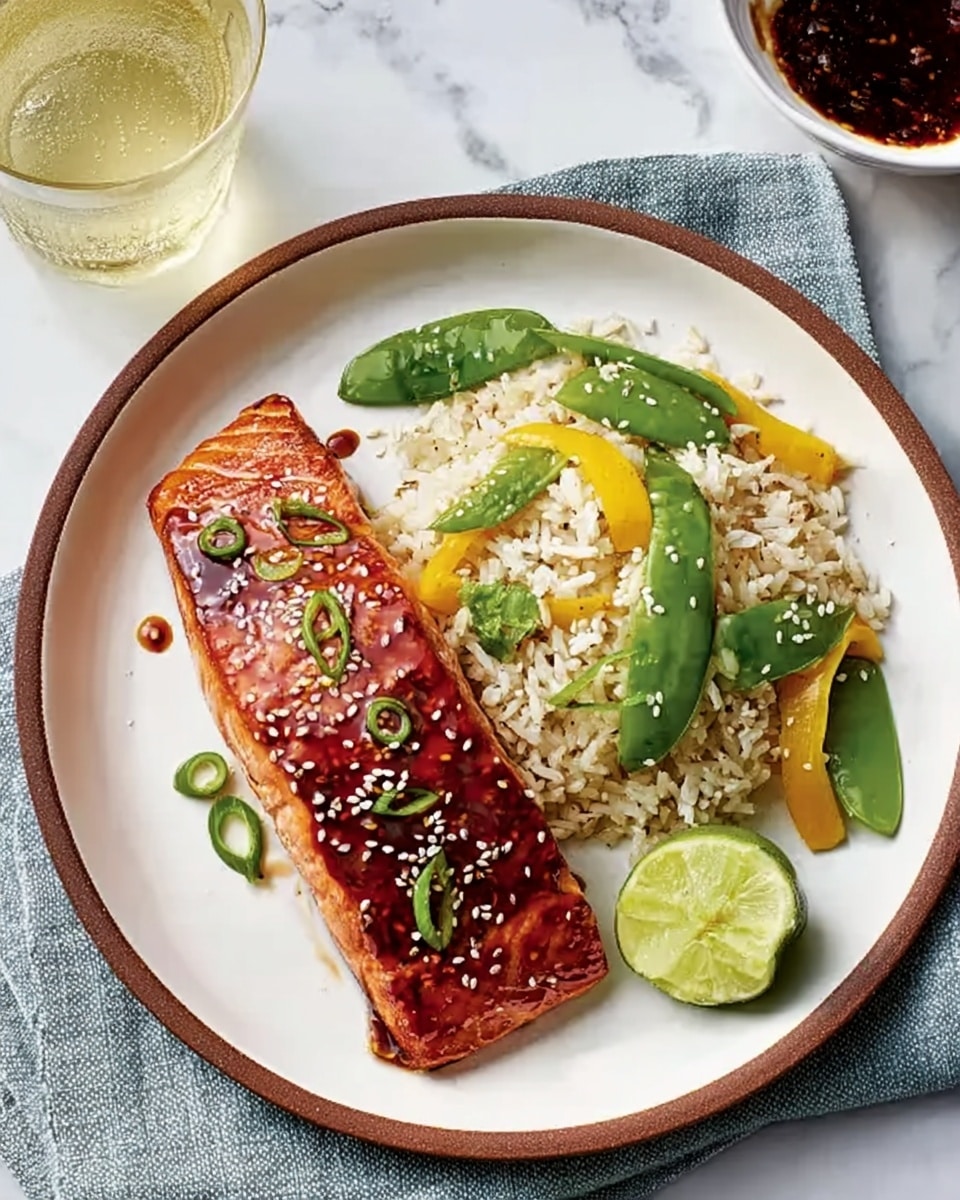 Molasses-Soy Glazed Salmon with Roasted Vegetables and Brown Rice Recipe