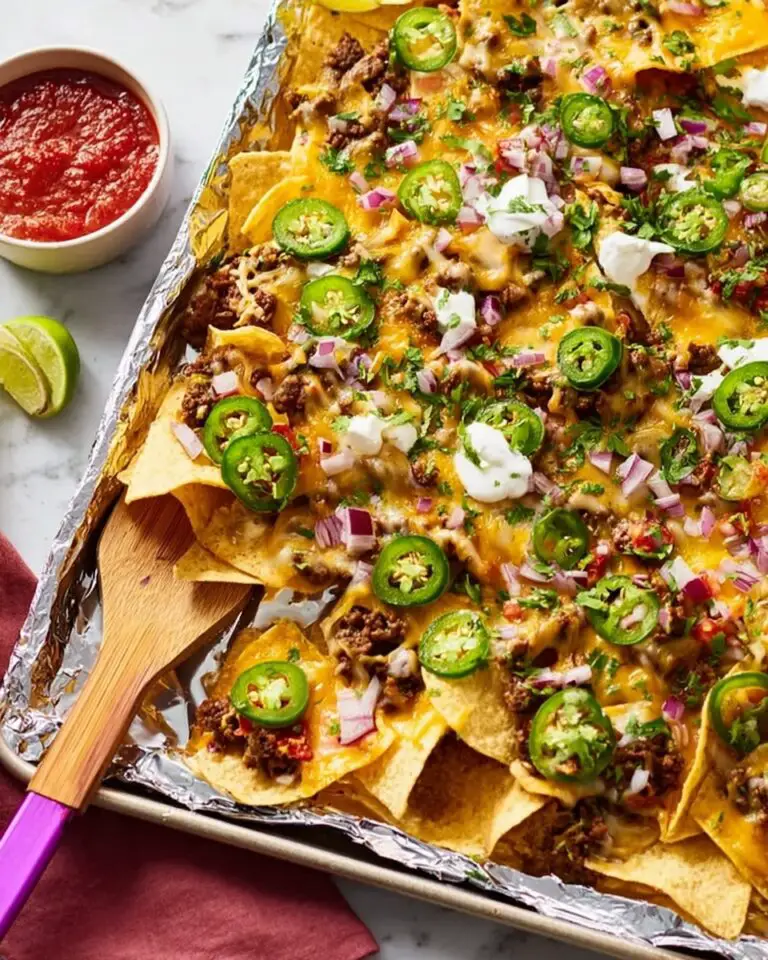 Sheet Pan Nachos with Savory Ground Beef and Melty Cheese Recipe