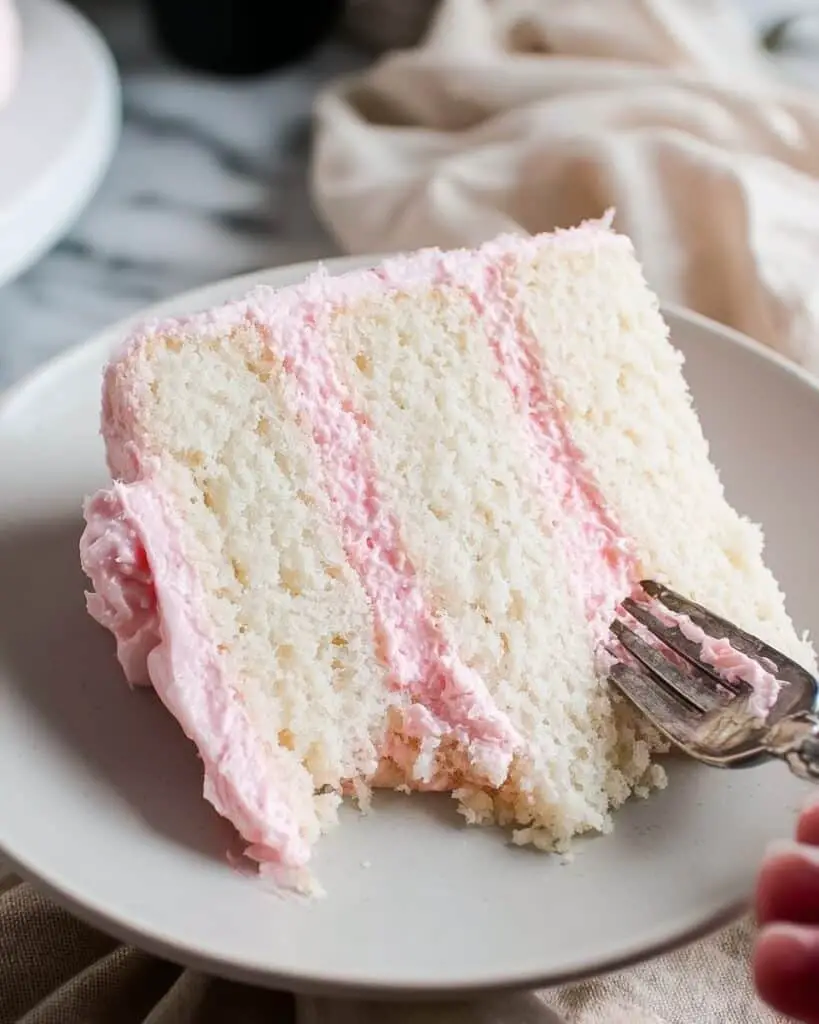 White Almond Cake with Whipped Buttercream Frosting Recipe