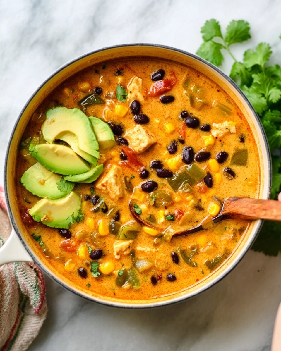 Creamy Chicken Poblano Soup with Black Beans and Corn Recipe