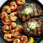 Creamy Garlic Shrimp Steak Dinner Recipe