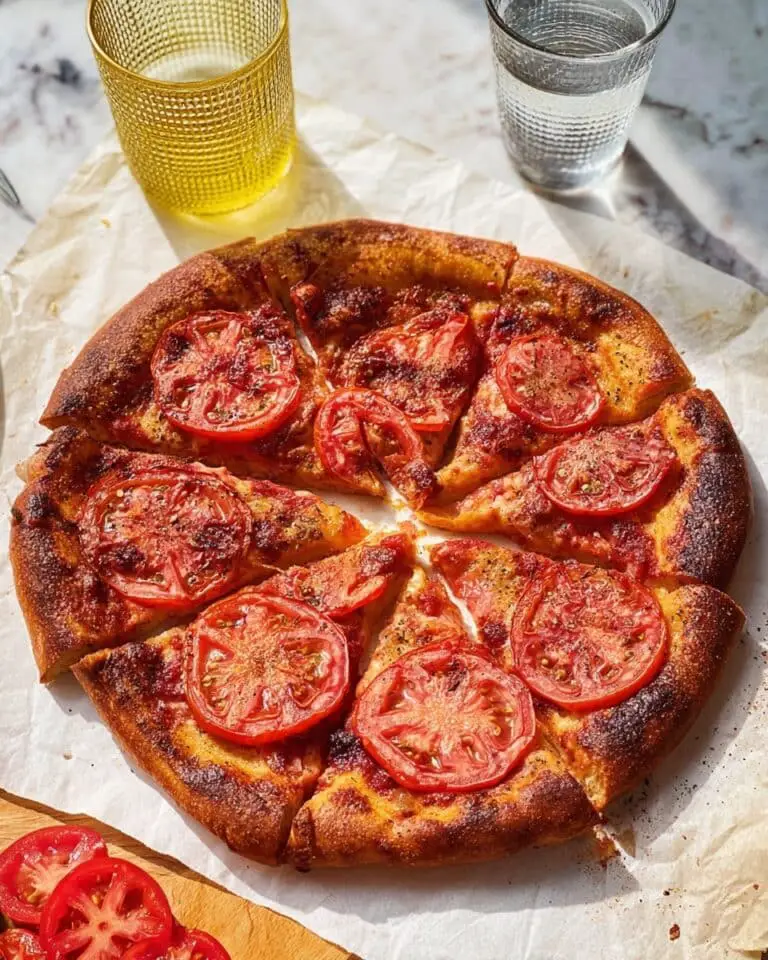 Bruschetta Pizza with Garlic Butter, Ripe Tomatoes, and Melted Mozzarella Recipe