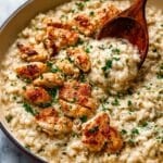 Creamy Garlic Butter Chicken with Cheesy Rice Skillet Recipe