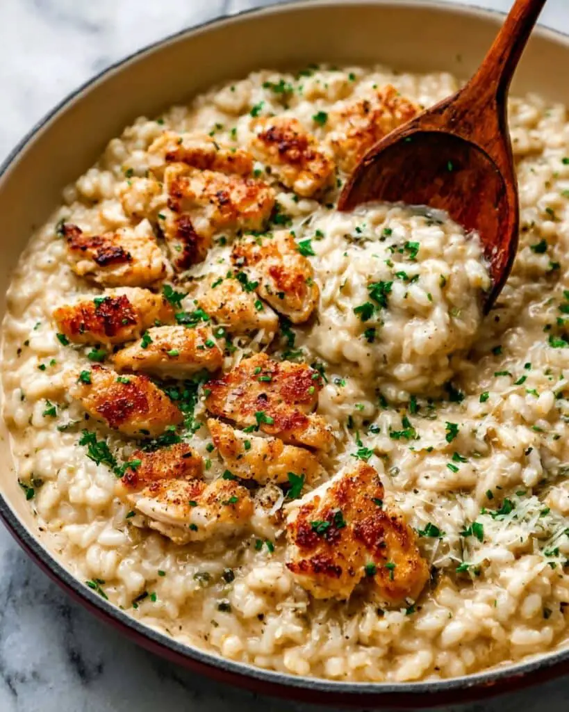 Creamy Garlic Butter Chicken with Cheesy Rice Skillet Recipe