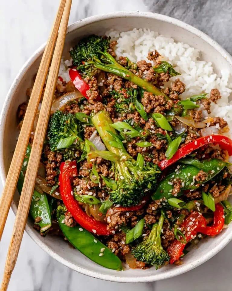 Ground Beef Stir Fry with Vegetables and Orange Soy Sauce Recipe