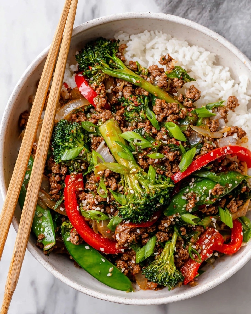 Ground Beef Stir Fry with Vegetables and Orange Soy Sauce Recipe