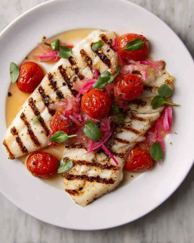 Grilled Tilapia with Roasted Grape Tomatoes and Herb Vinaigrette Recipe
