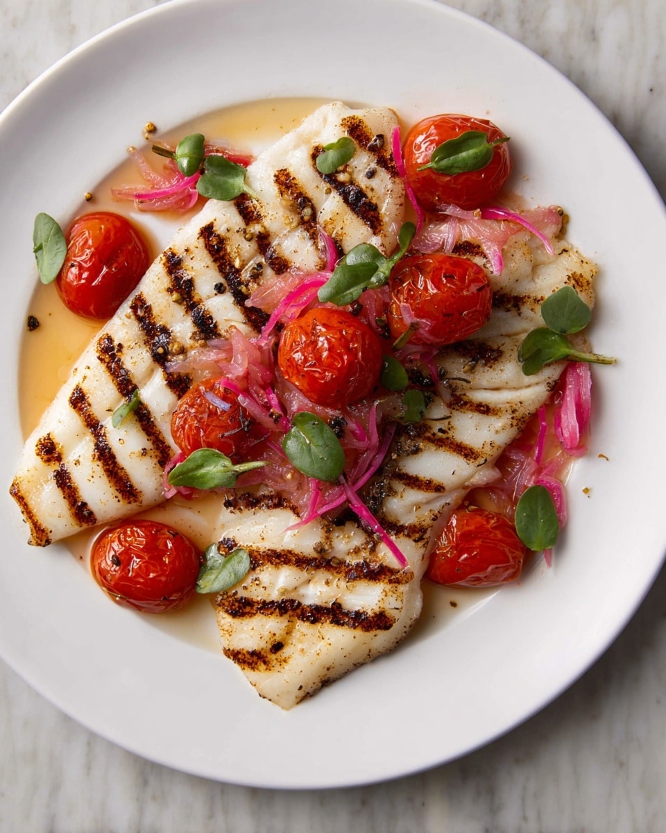 Grilled Tilapia with Roasted Grape Tomatoes and Herb Vinaigrette Recipe