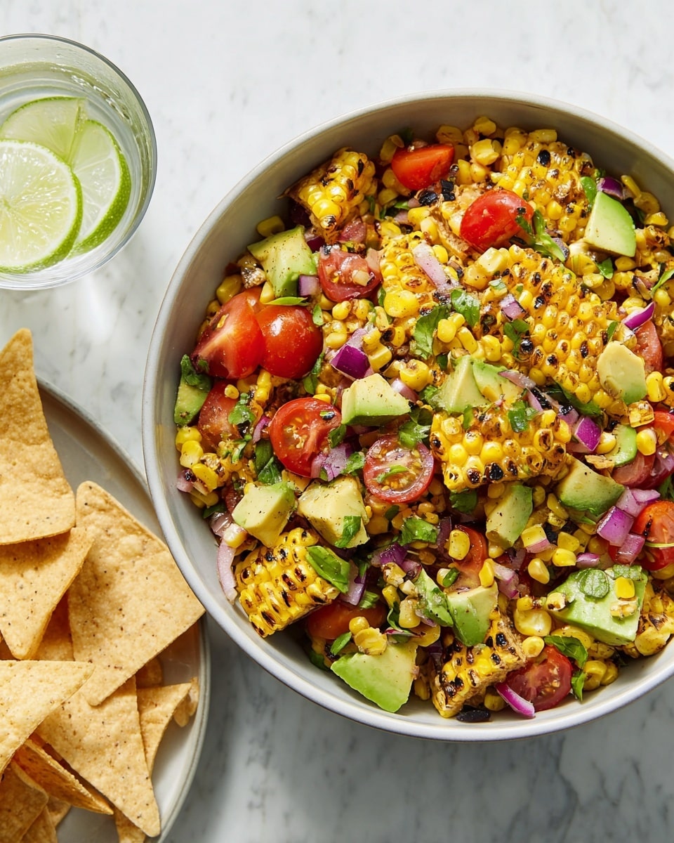 Grilled Corn Salsa with Avocado, Tomatoes, and Basil Recipe