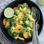 Vegan Brussels Sprouts Salad with Broccoli and Tahini Dressing Recipe