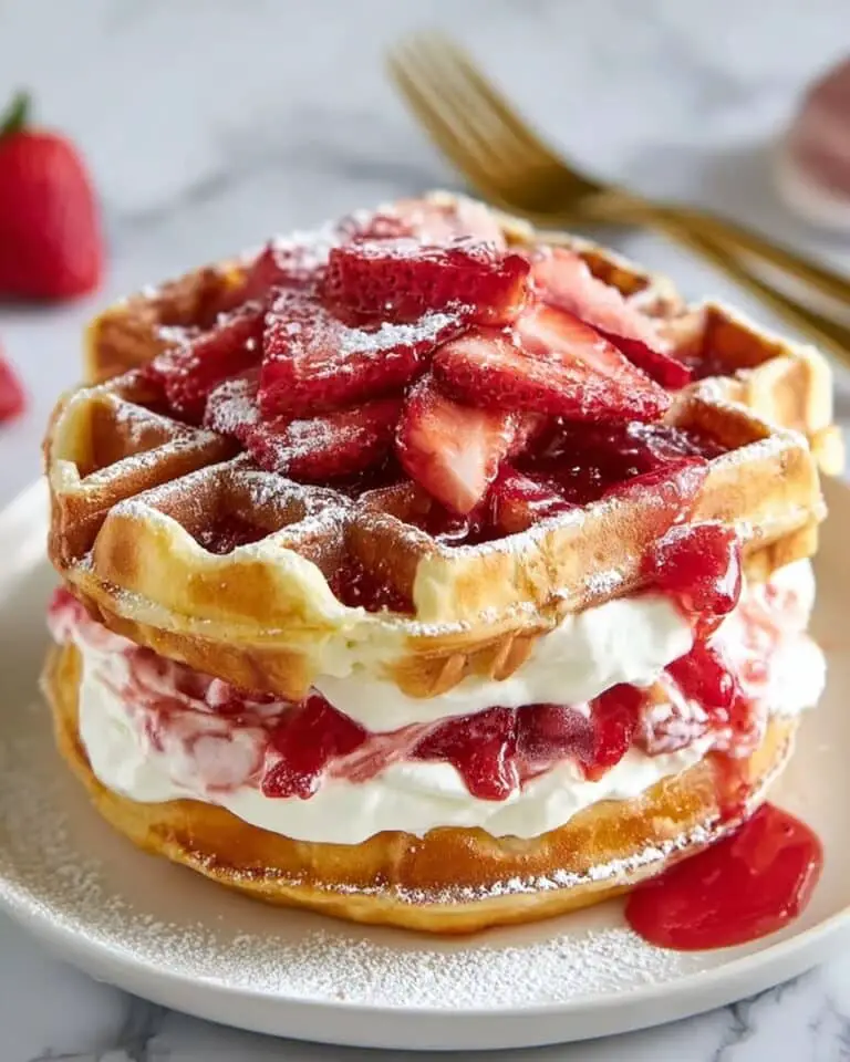 Strawberry Cheesecake Stuffed Waffles Recipe