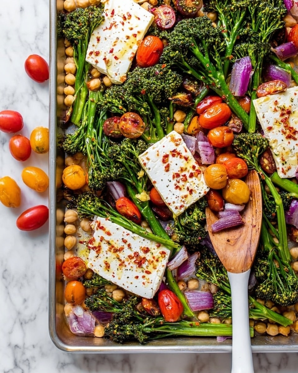 Sheet-Pan Baked Feta with Broccolini, Tomatoes, and Lemon Recipe