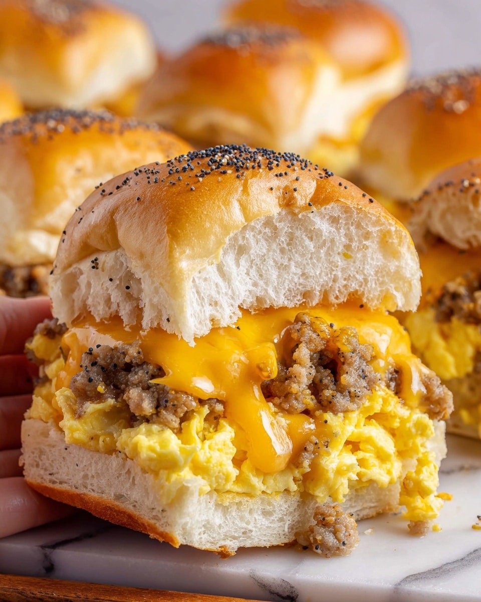 Hawaiian Roll Breakfast Sliders with Maple Syrup and Poppy Seeds Recipe