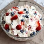 Red, White, and Blue Cheesecake Salad for 4th of July Recipe