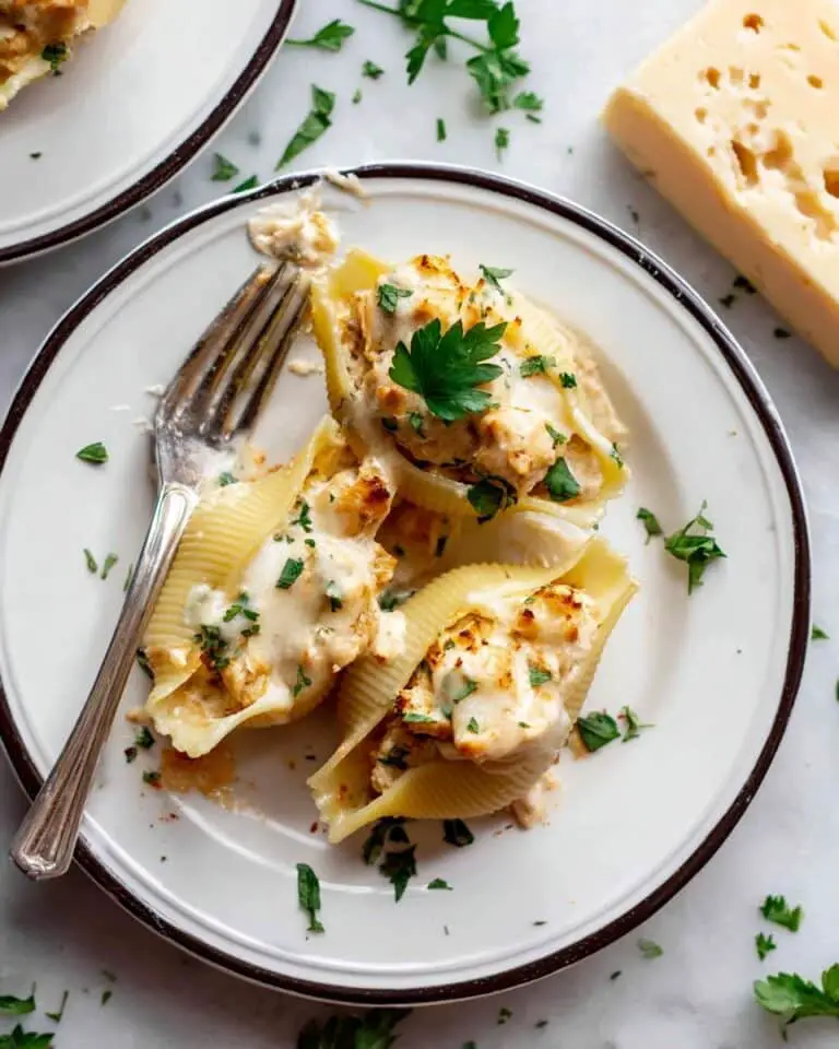 Chicken Stuffed Shells with Creamy Parmesan Sauce Recipe