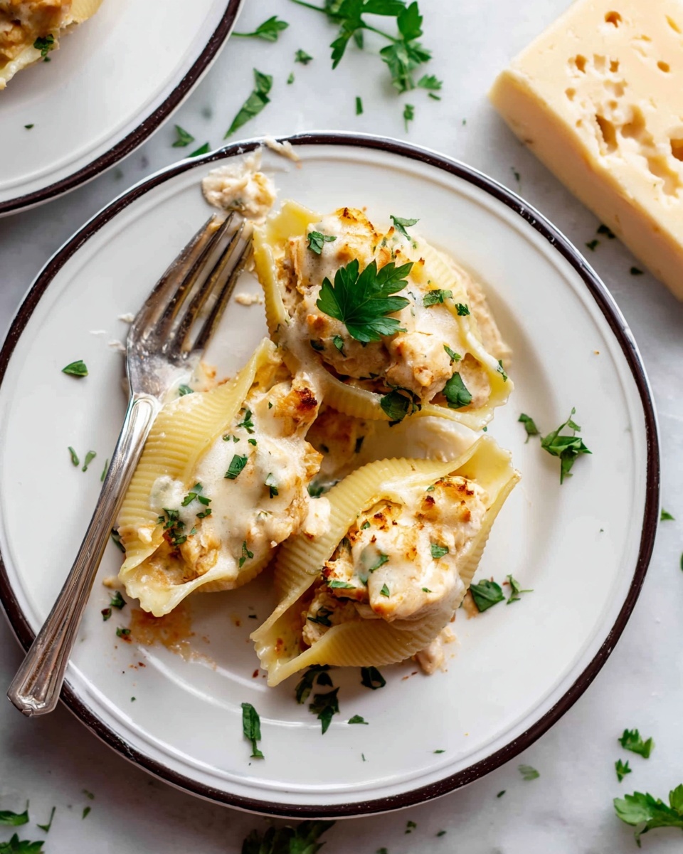 Chicken Stuffed Shells with Creamy Parmesan Sauce Recipe
