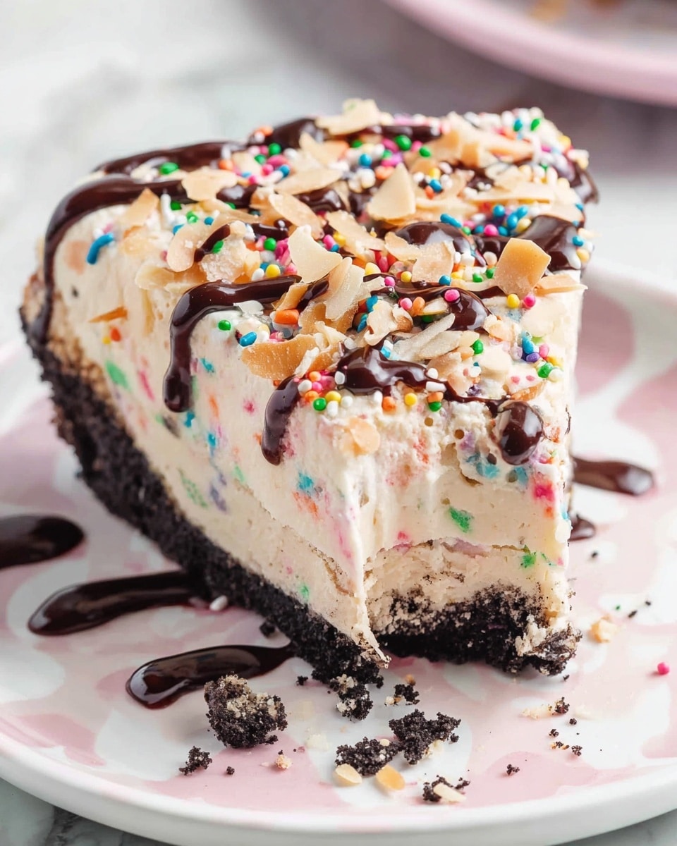 Ice Cream Pie with Cake Chunks, Sprinkles, and Almonds Recipe