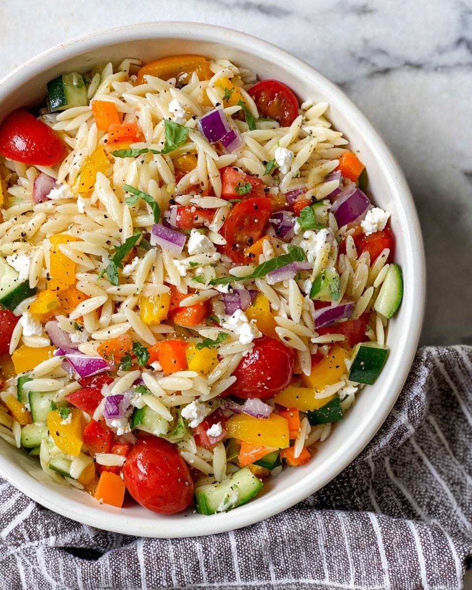 Delicious Rainbow Orzo Salad Recipe