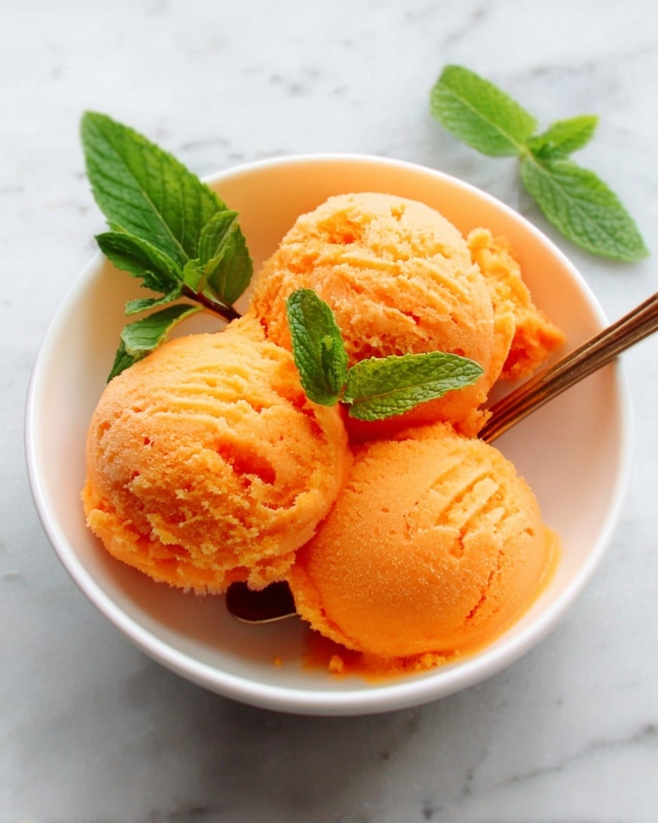 No Churn Creamy Peach Sorbet Recipe