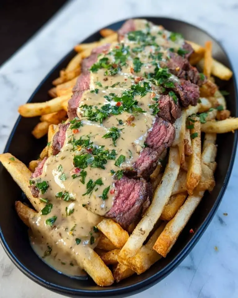 Grilled Steak Loaded Fries with Garlic Parmesan Sauce Recipe