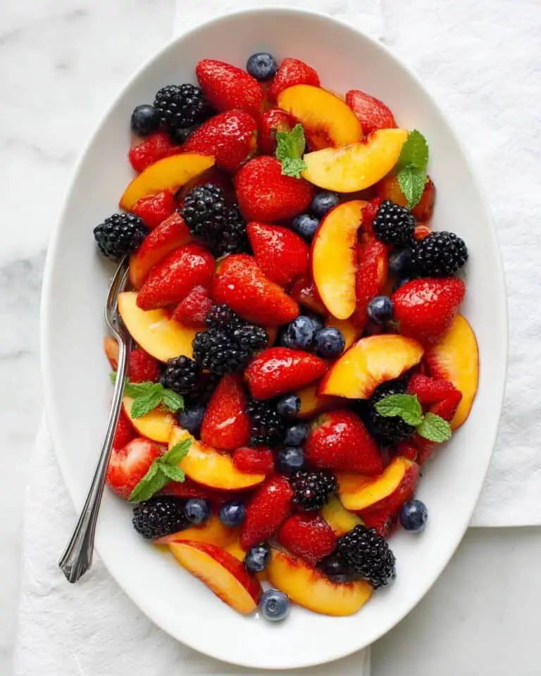 Summer Peach Fruit Salad with Honey-Lime Dressing Recipe