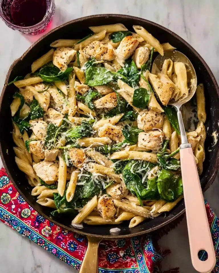 Lemon Parmesan Chicken & Spinach Skillet Pasta Recipe