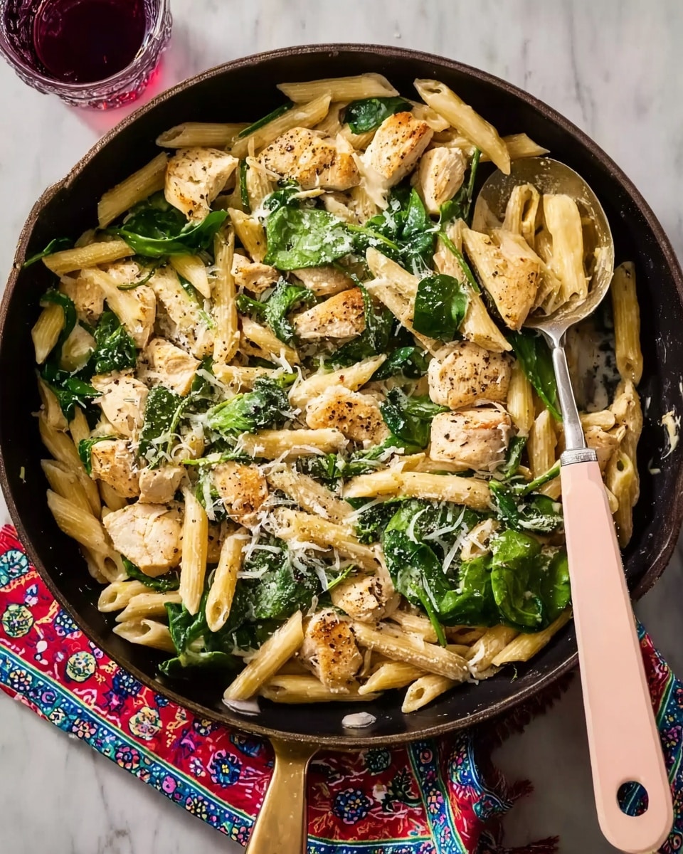 Lemon Parmesan Chicken & Spinach Skillet Pasta Recipe