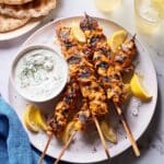 Yogurt Marinated Grilled Chicken Skewers with Tzatziki Recipe